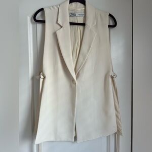 Zara Cream Sleeveless Blazer Vest